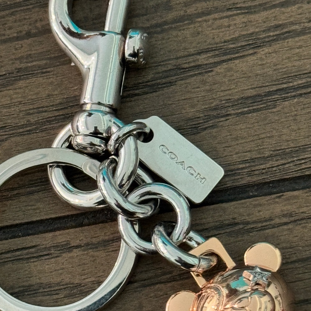 NWT Coach Rose Gold Bear Keychain - Picture 3 of 6